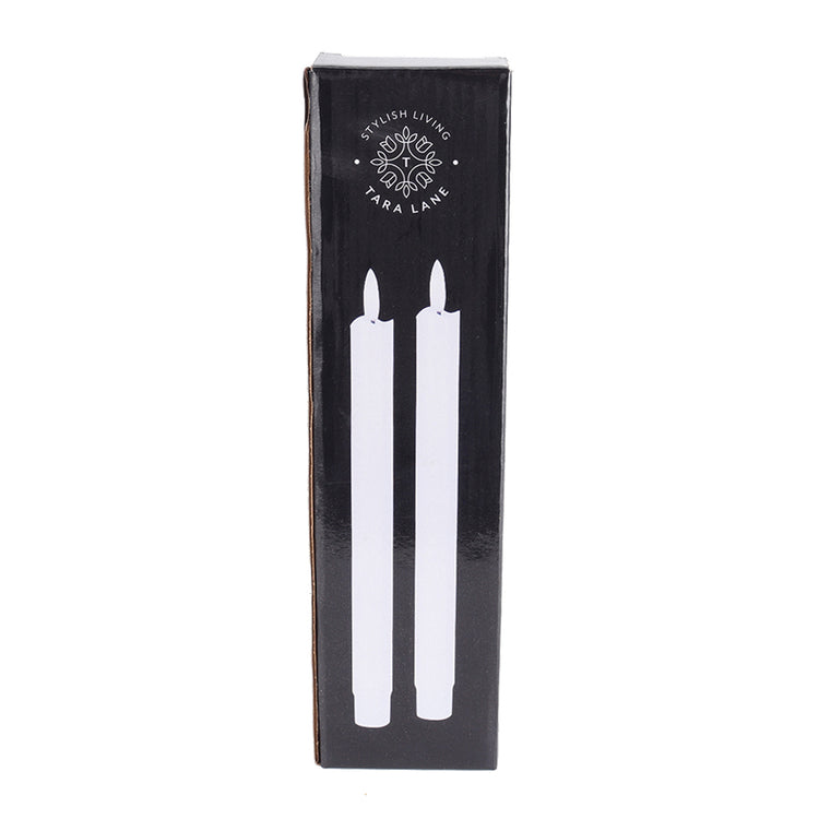 3D Flame LED Taper Candle Set, Ivory, 25cm