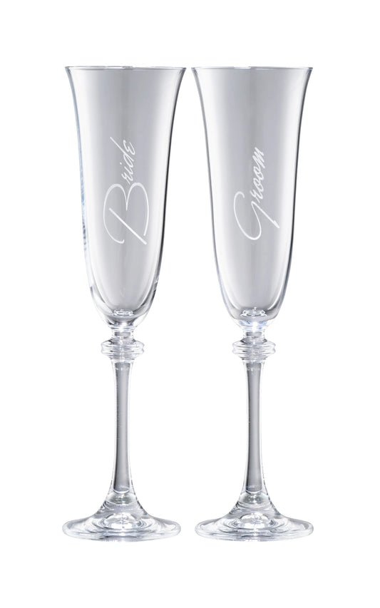 Galway Crystal Bride & Groom Liberty Flute Pair