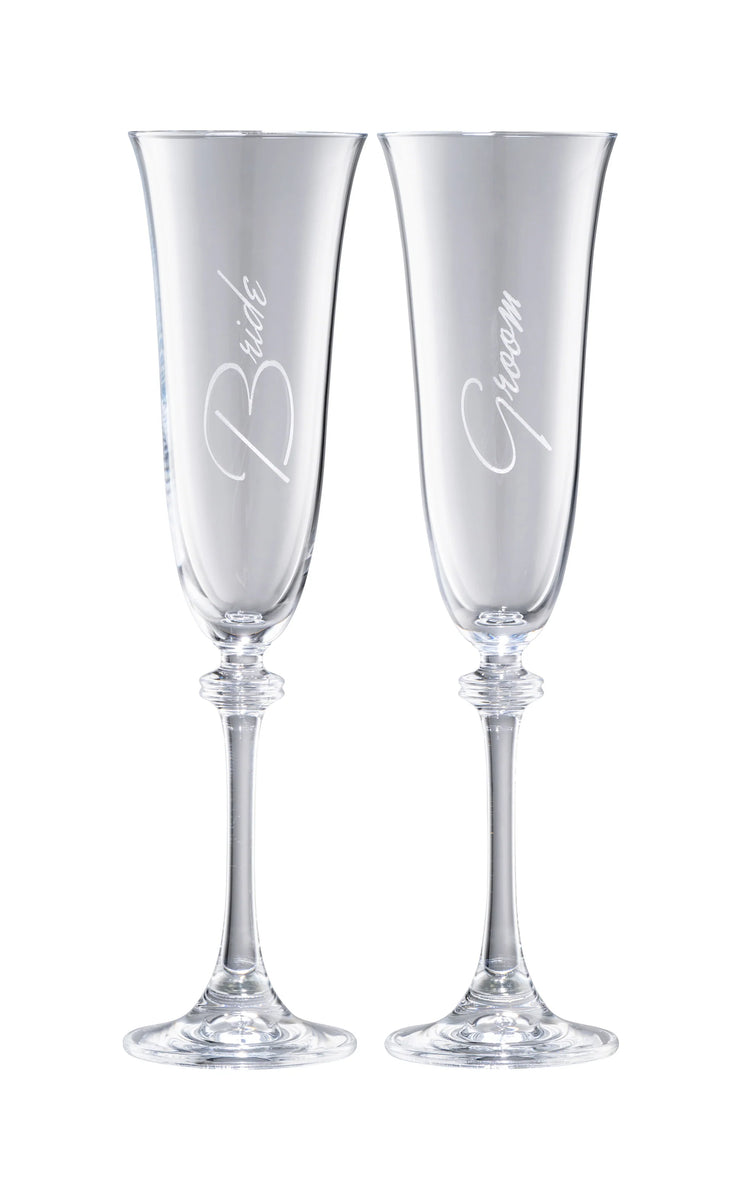 Galway Crystal Bride & Groom Liberty Flute Pair